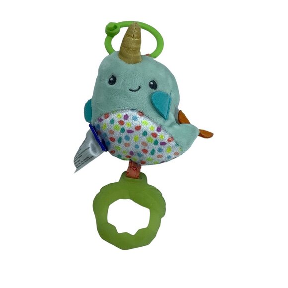 Infantino Narwhal Chime & Go Tag Along Pal Clip On Baby Toy Age 6-12 Months - Picture 1 of 6